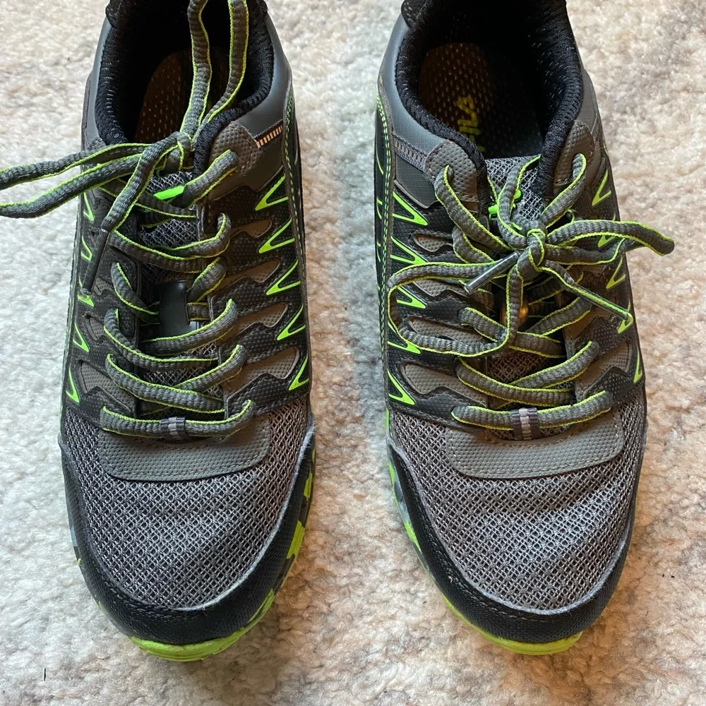 Fila Kids' Black and Neon Green Sneakers boys Size 6